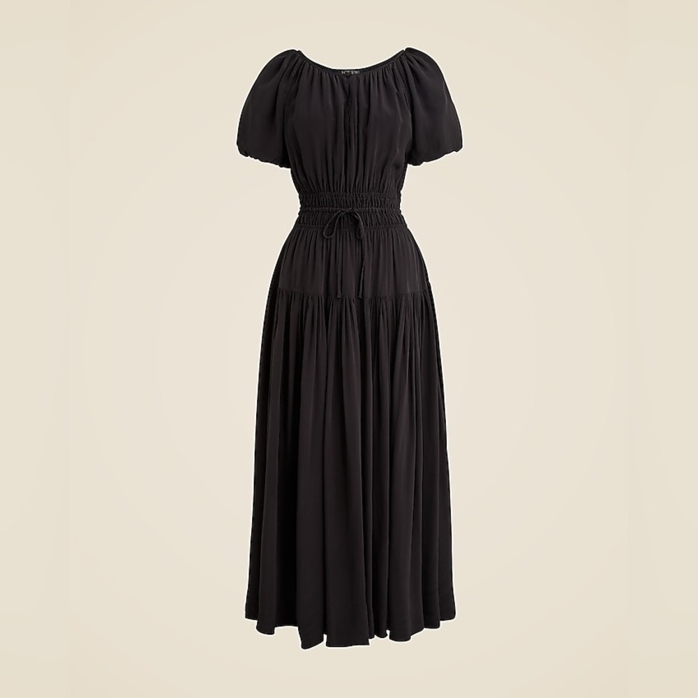 NWT J Crew Elena puff-sleeve dress in crepe de chine S sensor rip needs repair - Picture 5 of 16